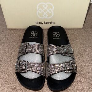 Daisy Fuentes Rhinestone Black Sandals